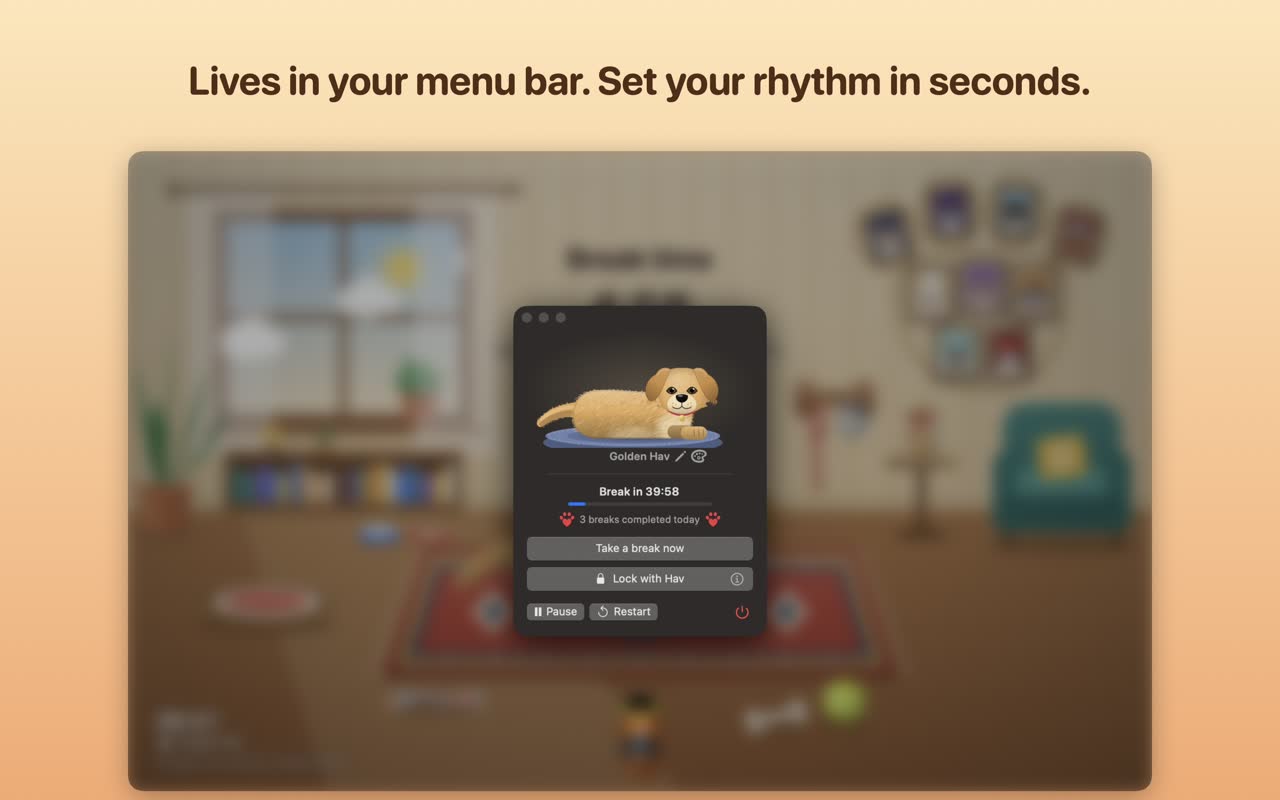The Hav window in the menu bar